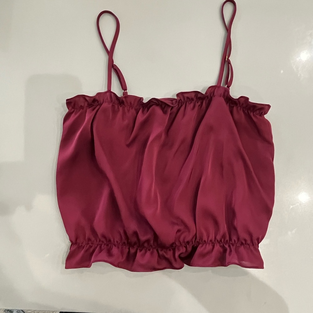 NWT Free People Maroon silk crop top